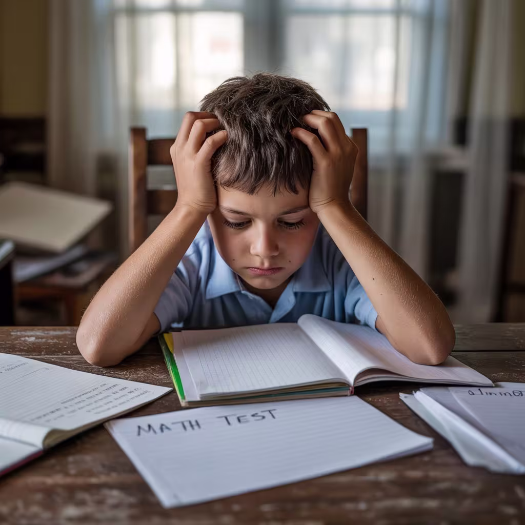 Dijete koje se stresira dok radi domaću zadaću